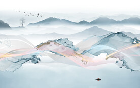 水墨新中式无框画 文件分层 