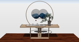 新中式玄关柜SU模型