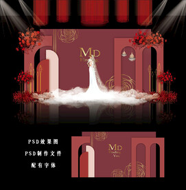 红色婚礼背景图片