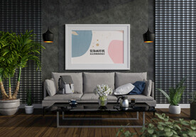 北欧客厅横幅挂画海报画装饰样机