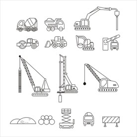 施工运输卡车车辆图标矢量图