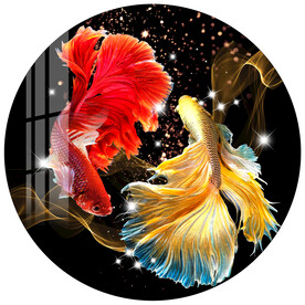 时尚孔雀鱼圆形装饰画