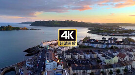 短视频素材傍晚夕阳下的海滨城市