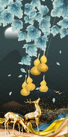 五福麋鹿装饰画