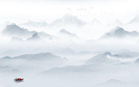 新中式山水无框画 TIF分层图