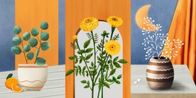 简约北欧重彩客厅三联画装饰画