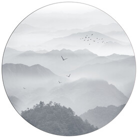 圆形山水画小品