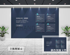 深蓝色格调企业文化墙