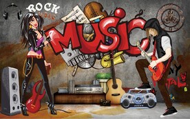 欧美风MUSIC酒吧KTV壁画