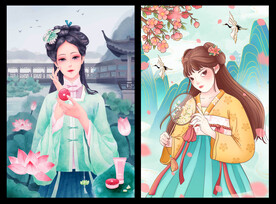 国潮插画 美妆