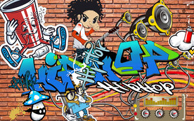 红砖墙英文街头涂鸦工装背景墙