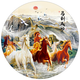 马到成功中式圆形装饰画
