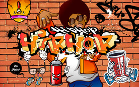 砖墙街头涂鸦嘻哈工装背景墙