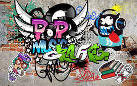 砖墙涂鸦街头文化工装背景墙