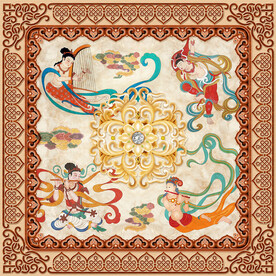 古典中式敦煌飞天吊顶壁画