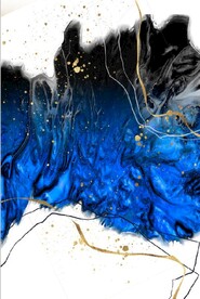 现代抽象蓝色水墨玄关装饰画