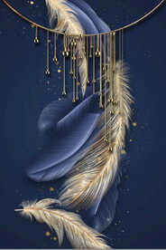 北欧风金色羽毛玄关装饰画