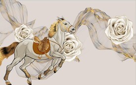 北欧风北玫瑰骏马电视背景墙