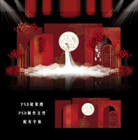 红色婚礼背景图片