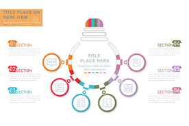 商务PPT六个分项信息图表灯泡