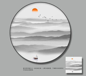 圆形山水画