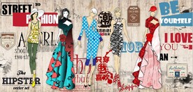 复古欧美风美女模特服装店背景墙