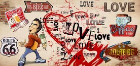 欧美风涂鸦啤酒酒吧背景墙壁画