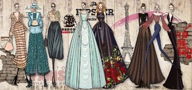 欧美风美女模特服装店背景墙