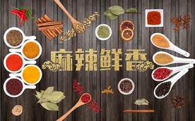 复古麻辣鲜鲜川味餐饮背景墙