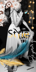 时尚女王羽毛玄关装饰画