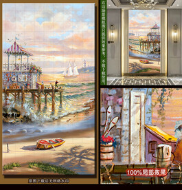 在海滨木屋的快乐假日装饰画