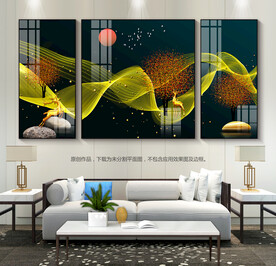 现代简约客厅装饰画晶瓷画玄关画