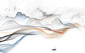 高档山水中式画 TIF分层图