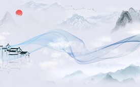 人气山水中式画 TIF分层图