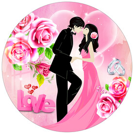粉色玫瑰情人真爱永远圆形装饰画