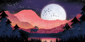 晶瓷画 夜景 树木风