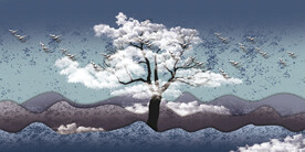 晶瓷画 树木风景画 抽象画