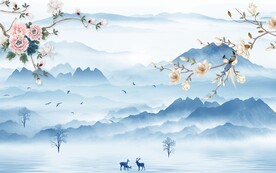 花鸟客厅山水 tif分层画 