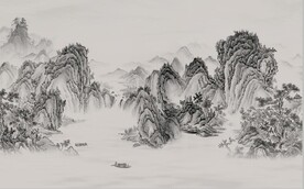 新中式水墨山水风景电视背景墙