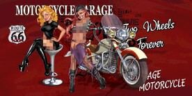 欧美风跑车美女酒吧背景墙壁画