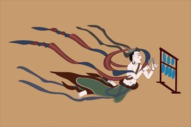 敦煌莫高窟390窟壁画方响飞天