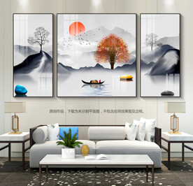 石来运转客厅装饰画沙发背景画