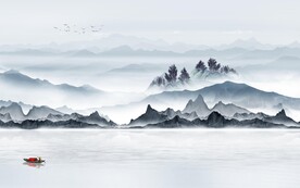 最新山水中式画 TIF分层 