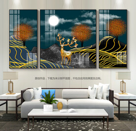 创意客厅装饰画沙发背景画三联画