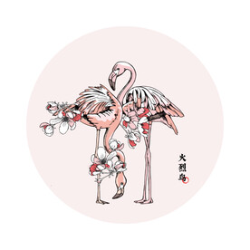 火烈鸟花卉手绘插画矢量元素