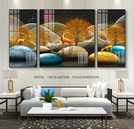 石来运转玄关挂画客厅装饰画背景