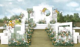 白绿户外婚礼效果图