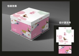 蛋糕西点包装效果图+平面图 