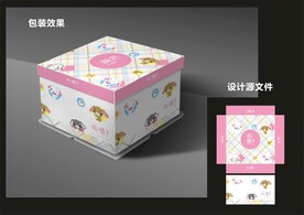 蛋糕西点包装效果图+平面图 
