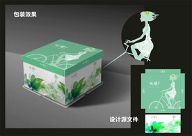 蛋糕西点包装效果图+平面图 